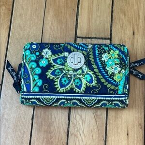 Vera Bradley Navy and Green Turn Lock Floral Wallet